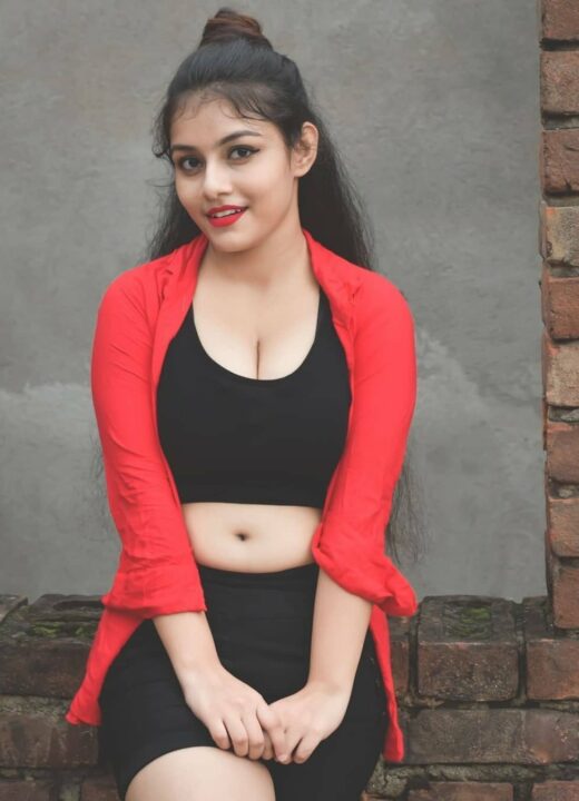 Cute Girl in Red and Black Dress